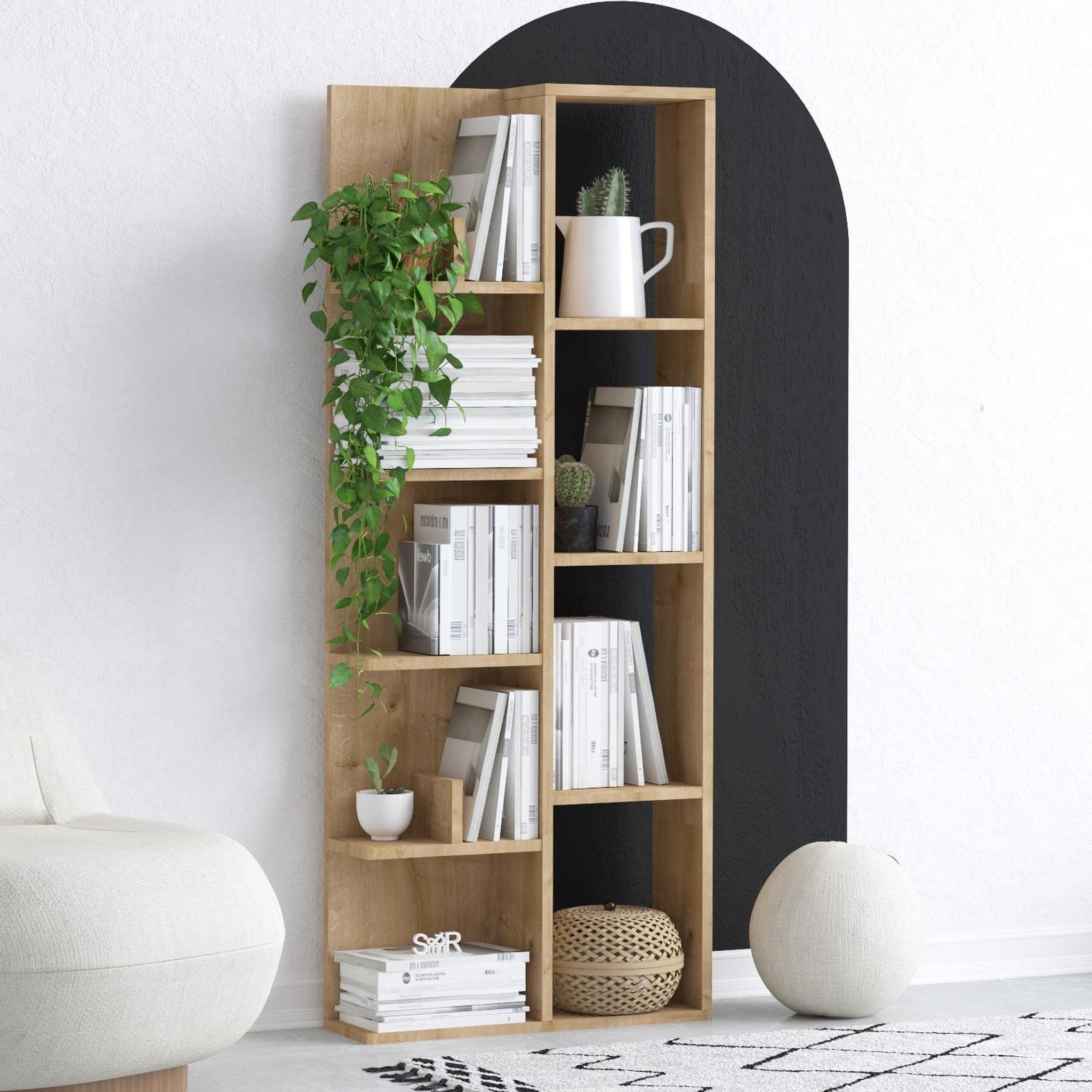 Voir la diapositive 3 : Habitat et Jardin Bibliothèque en bois  lily  - 60 x 18 x 150 cm - chêne