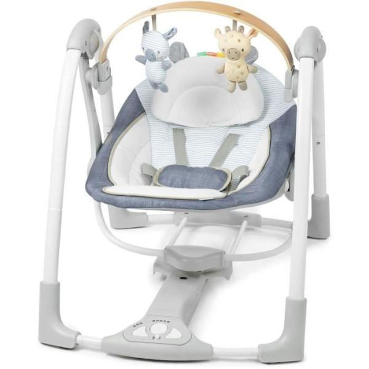 INGENUITY Balancelle swing'n go, arc d'activités amovible, pliable, électrique,musiques et sons, jouets inclus, Chambray