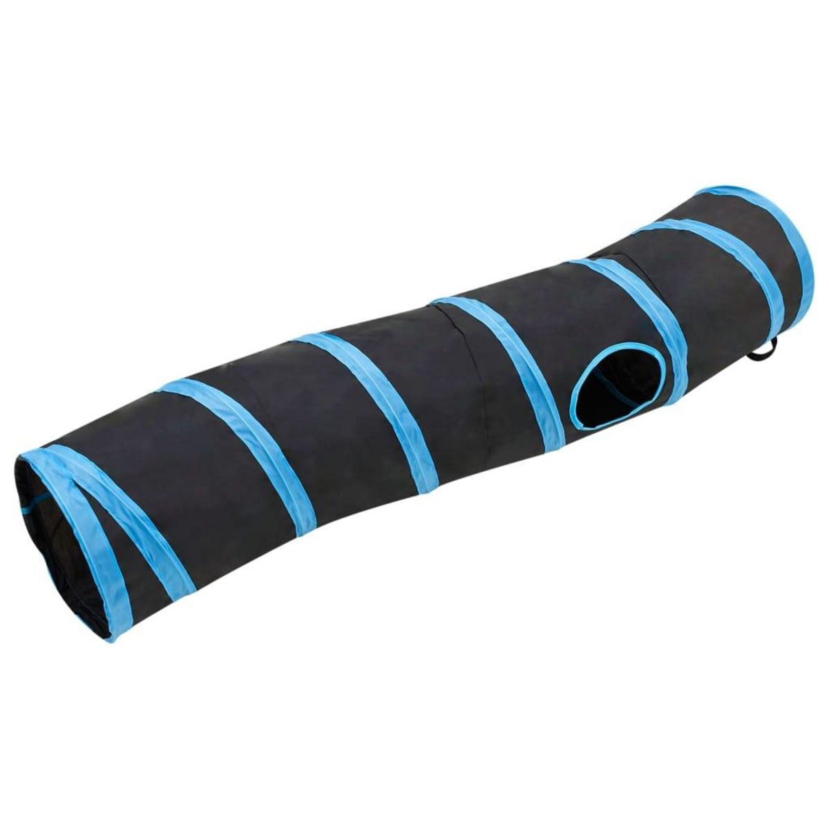 VIDAXL Tunnel pour chats en forme de S Noir et bleu 122 cm Polyester