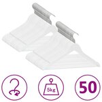 VIDAXL Cintres antiderapants 50 pcs Blanc Bois dur