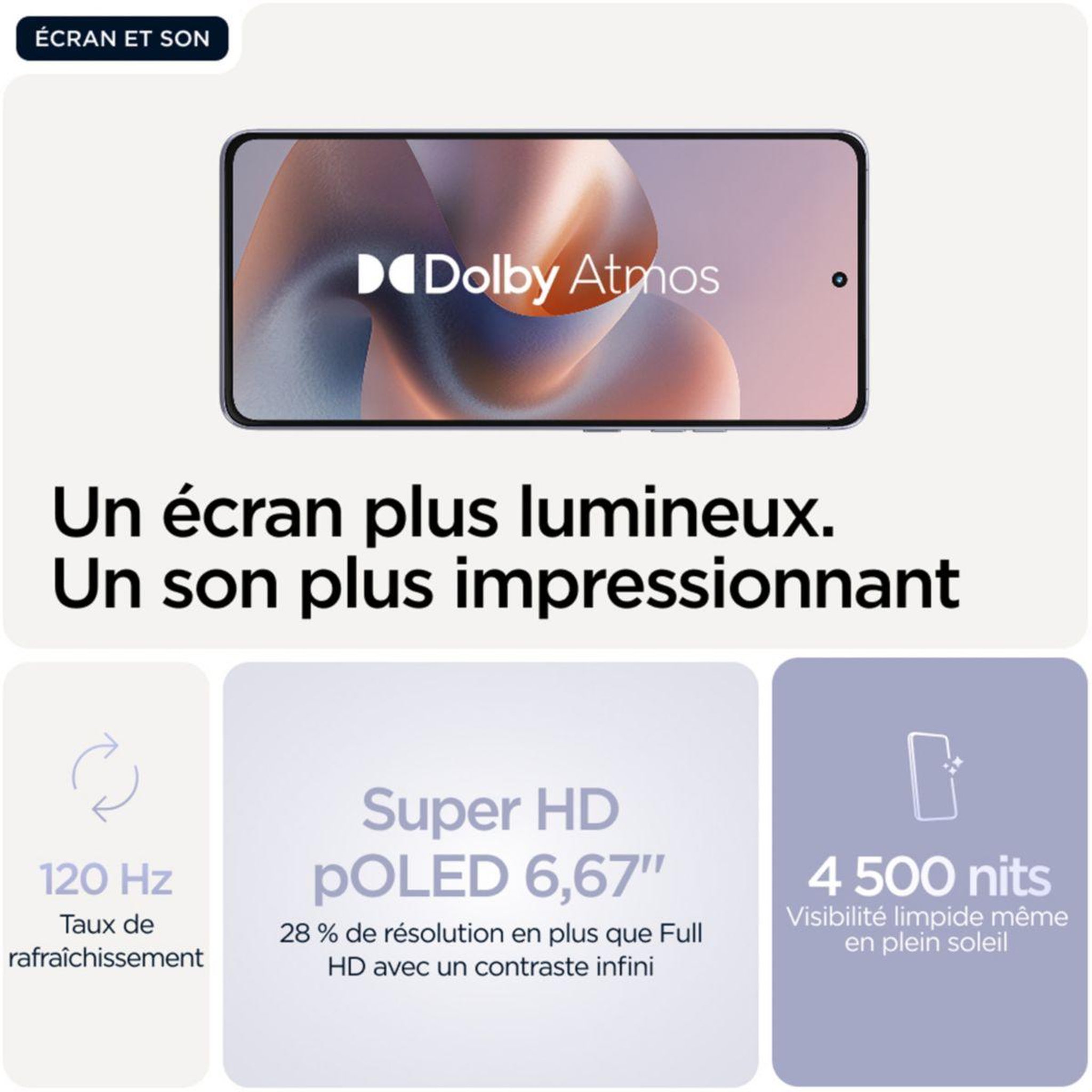 Voir la diapositive 4 : MOTOROLA Smartphone G86 Violet 256Go 5G