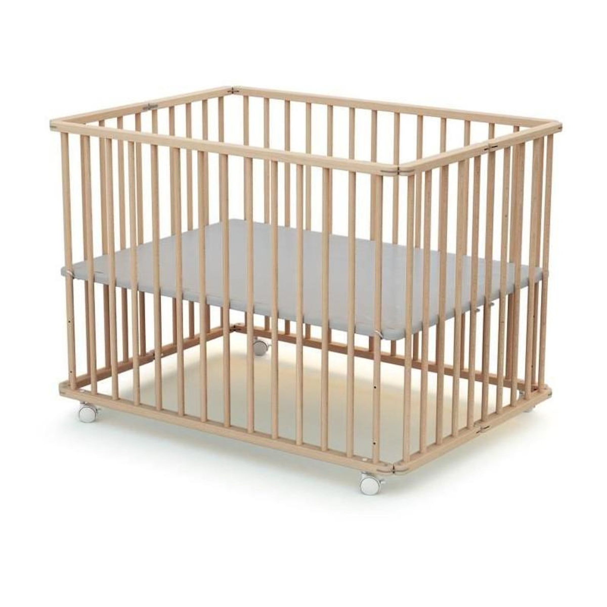 WEBABY Parc bébé pliant en bois 70 x 100 cm