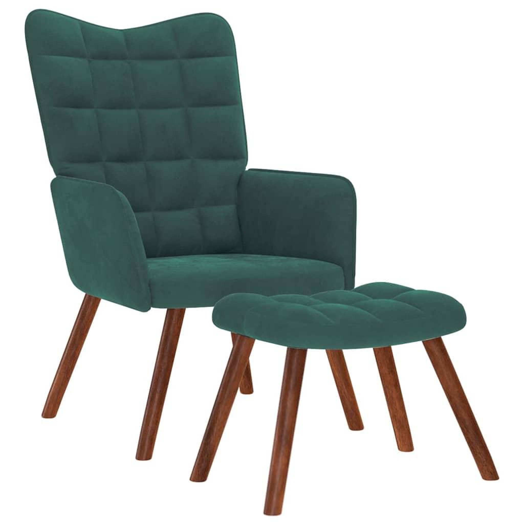 Voir la diapositive 2 : VIDAXL Chaise de relaxation avec tabouret Vert fonce Velours