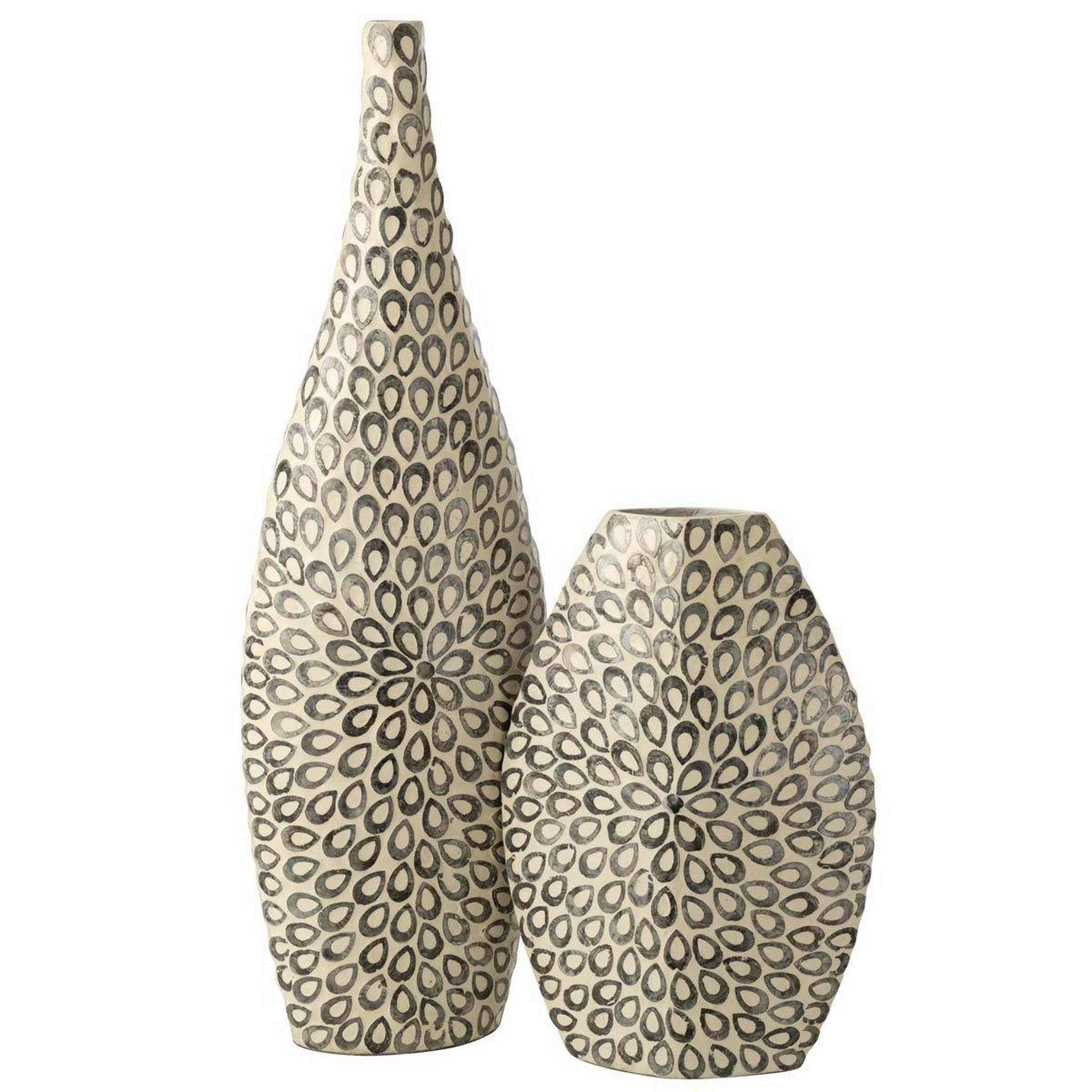 Voir la diapositive 2 : J-LINE Vase long design  goutte  84cm noir & blanc