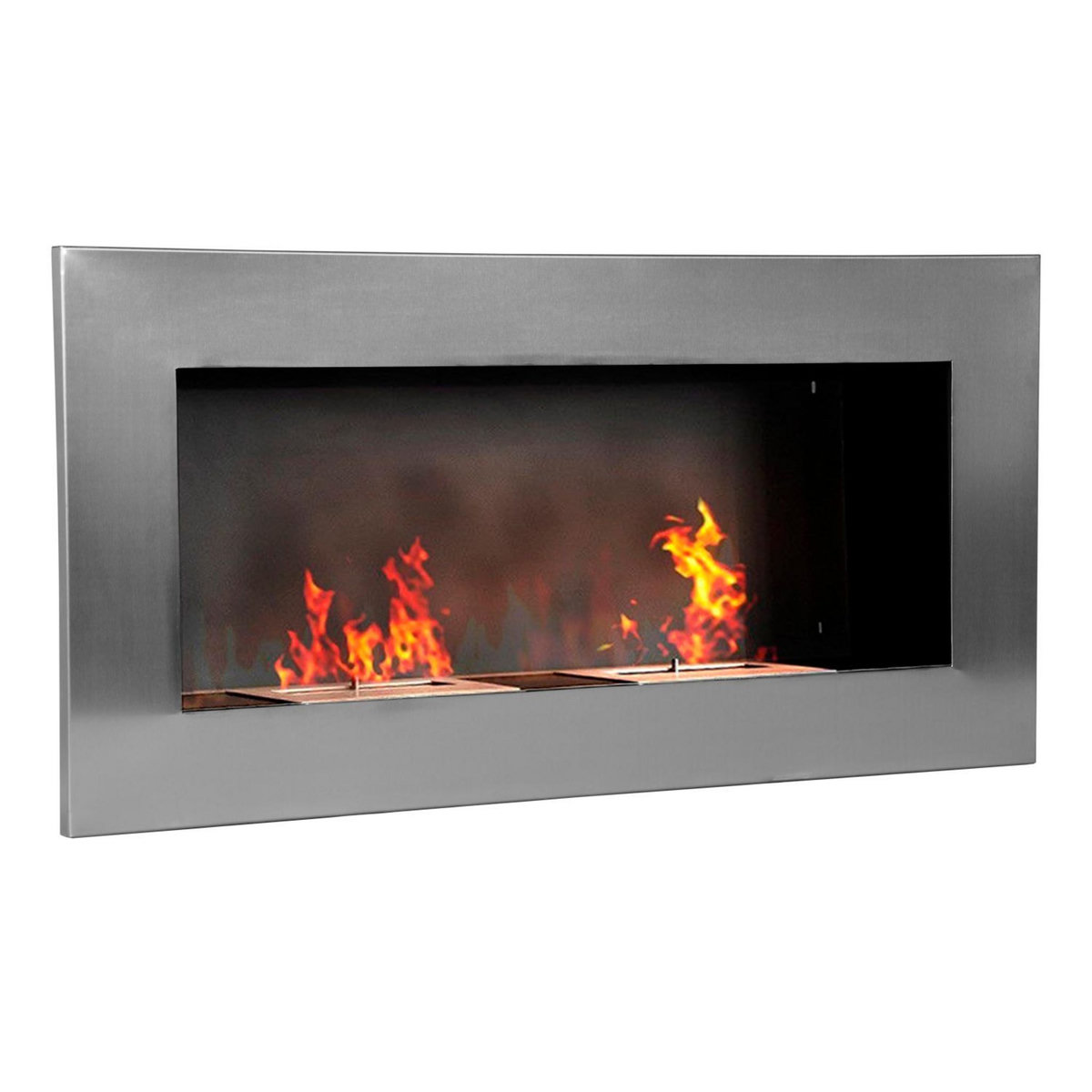 HOMCOM Cheminée bioéthanol murale design Bauhaus double brûleur 3 L 110L x 14l x 54H cm couverture 25-30 m² acier inox. brossé