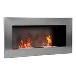 HOMCOM Cheminée bioéthanol murale design Bauhaus double brûleur 3 L 110L x 14l x 54H cm couverture 25-30 m² acier inox. brossé