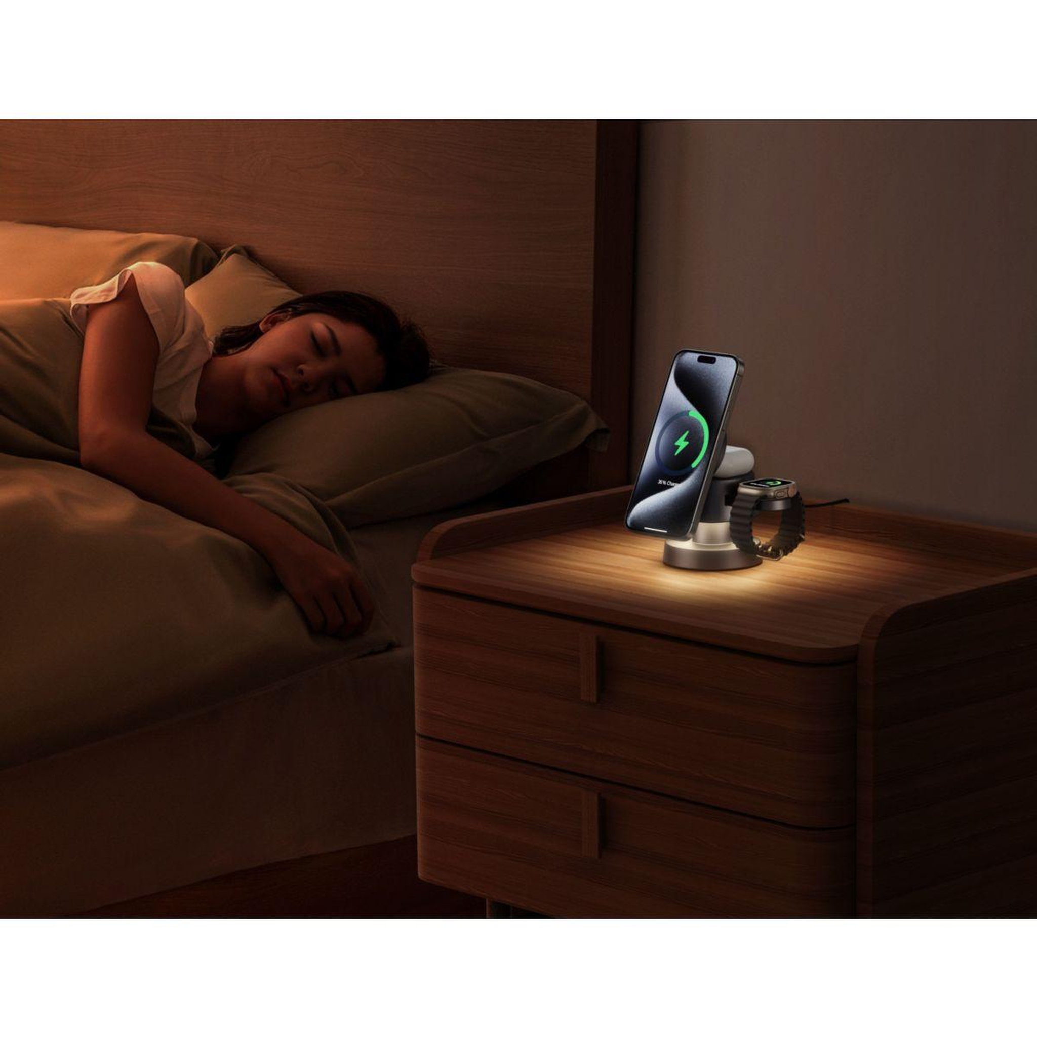 Voir la diapositive 2 : ESSENTIEL B Station de charge sans fil 4 en 1 + light