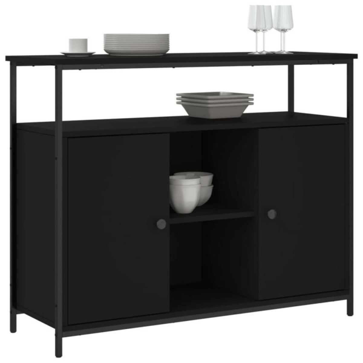 VIDAXL Buffet noir 100x35x80 cm bois d ingénierie