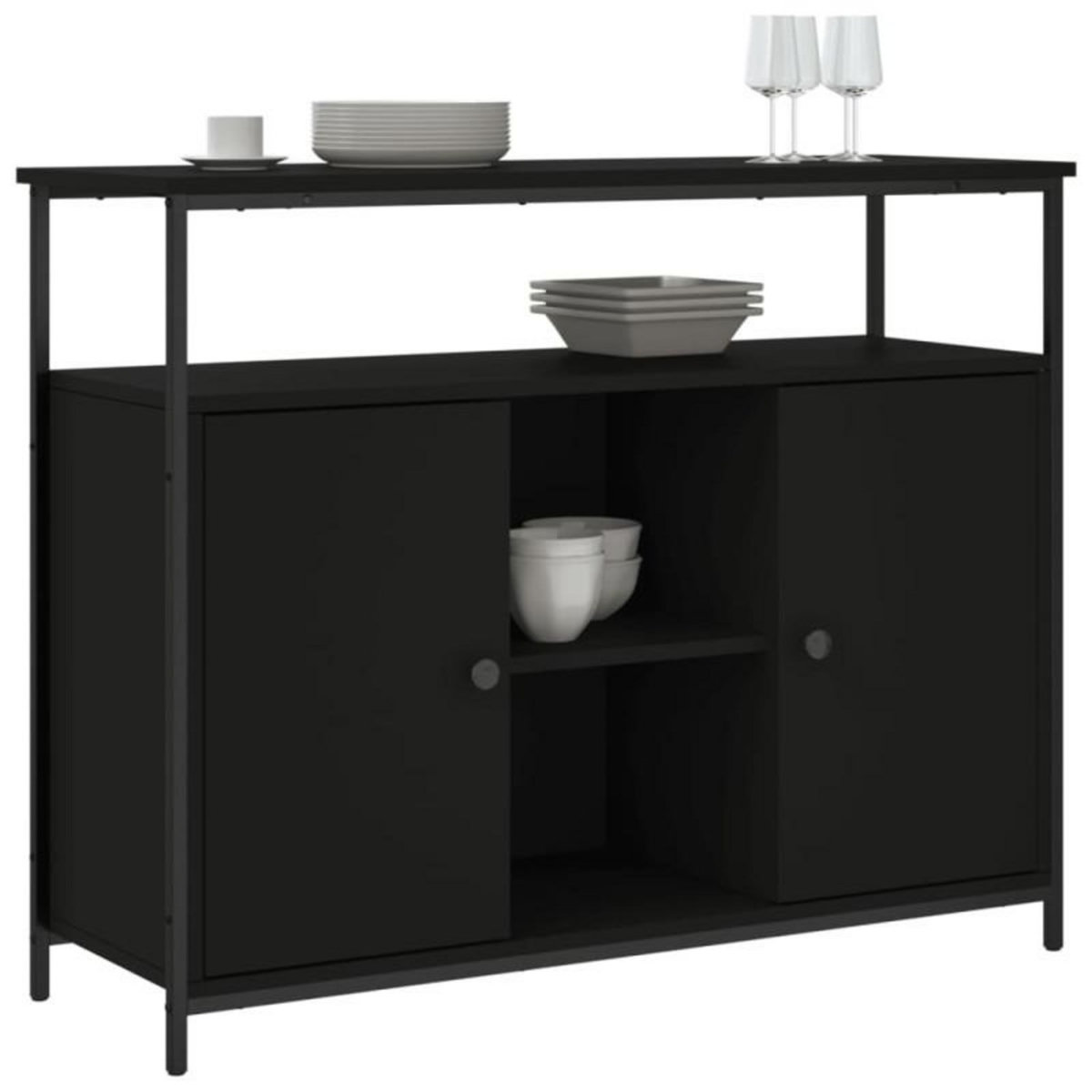 VIDAXL Buffet noir 100x35x80 cm bois d ingénierie