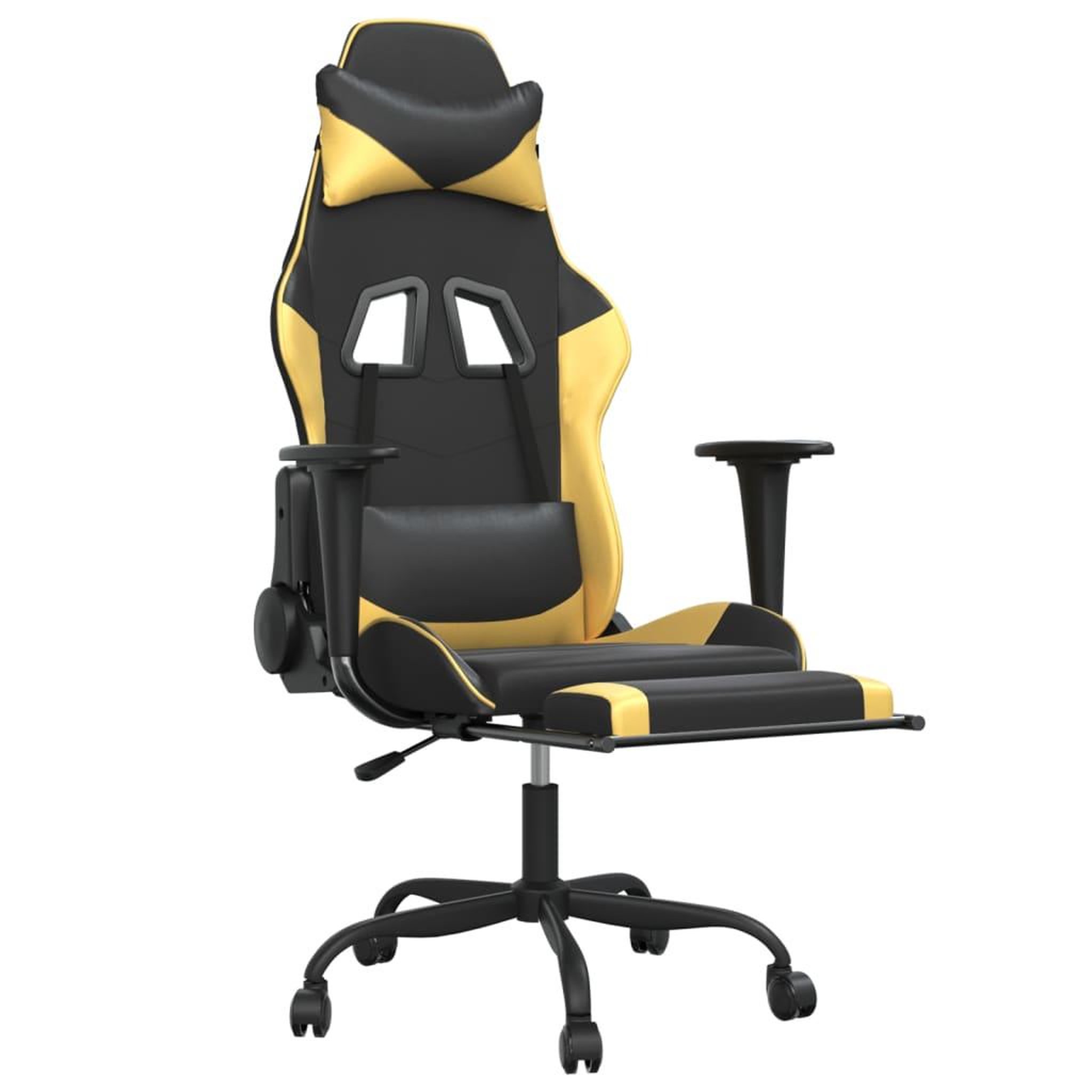 Voir la diapositive 3 : VIDAXL Chaise de jeu de massage avec repose-pied Noir&Dore Similicuir
