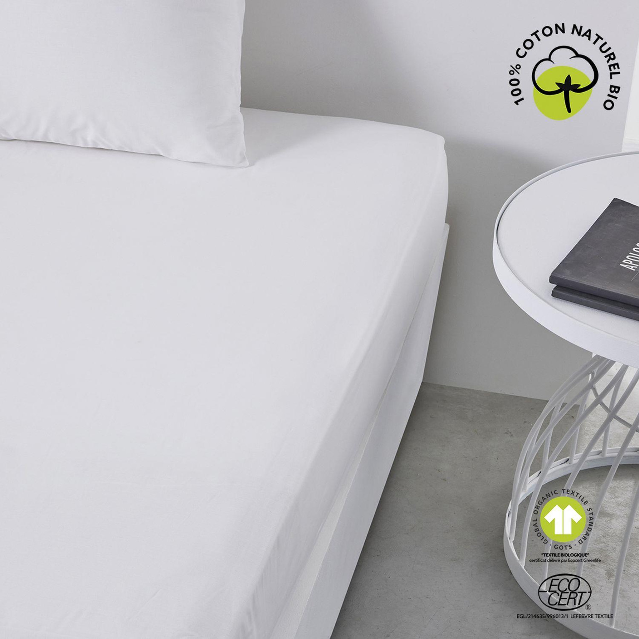 Voir la diapositive 2 : Today Drap housse 2 places - 100% coton BIO