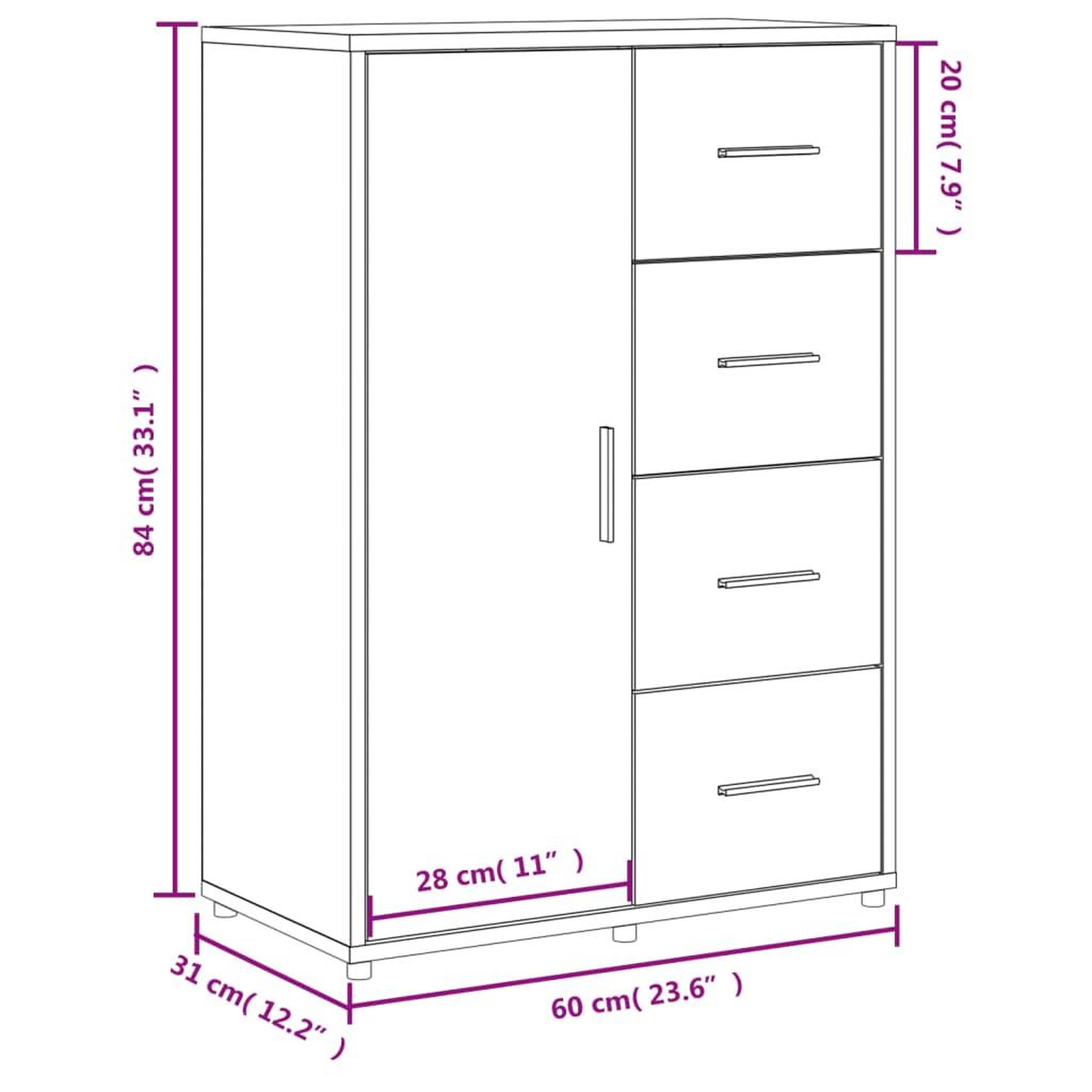 Voir la diapositive 6 : VIDAXL Buffet chene sonoma 60x31x84 cm bois d'ingenierie