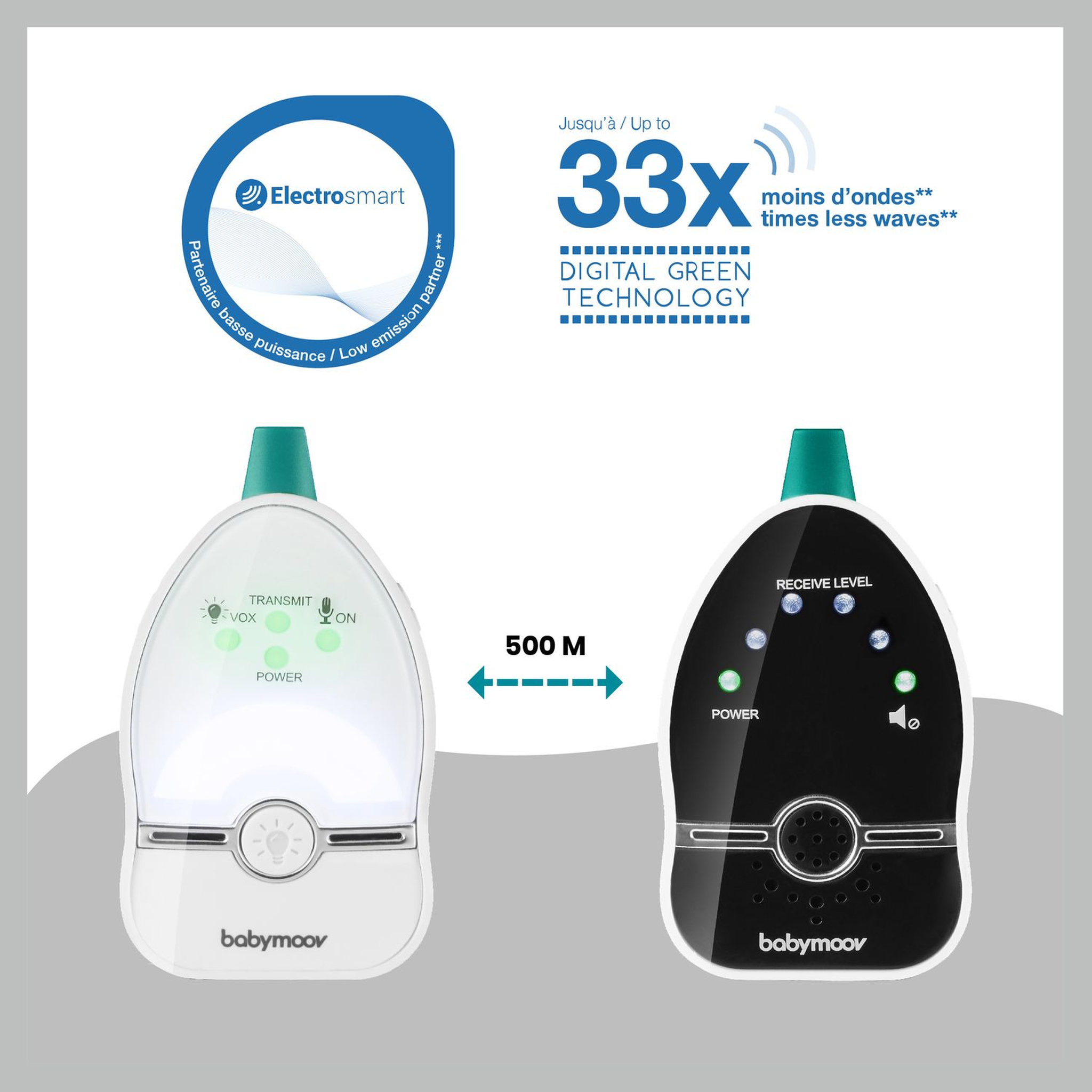 Voir la diapositive 3 : BABYMOOV Babyphone Audio Easy Care - 500 mètres