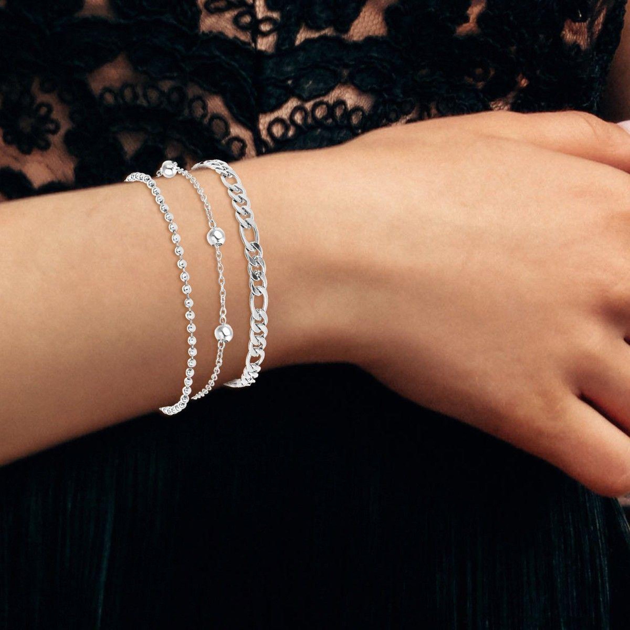 Voir la diapositive 2 : SC CRYSTAL Lot de 3 bracelets SC Crystal en Acier Rhodié argenté