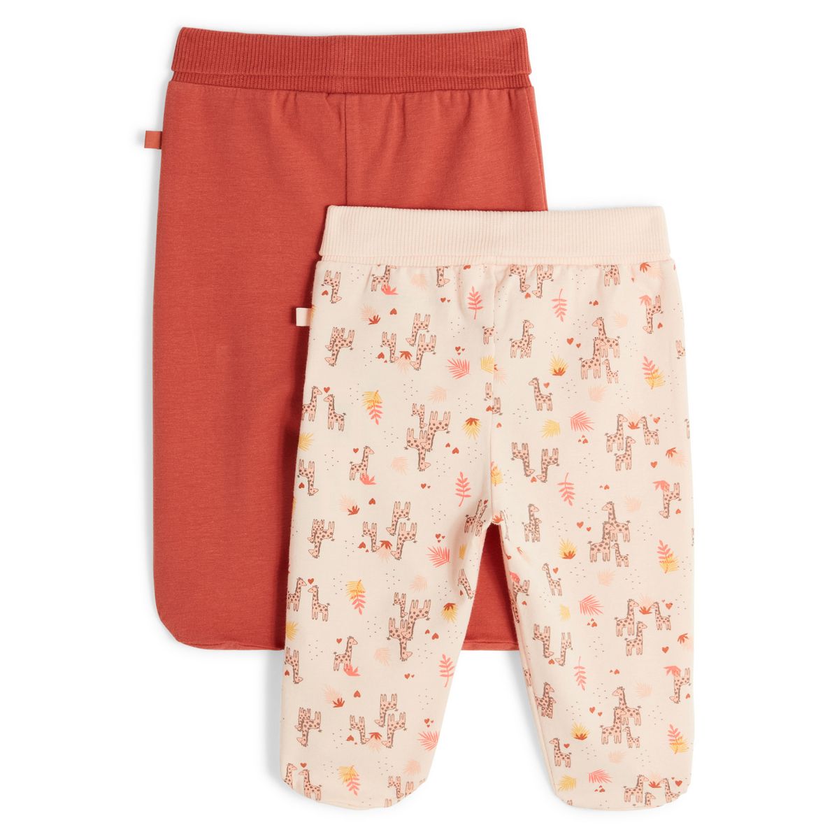 INEXTENSO Lot de 2 pantalons de naissance avec pieds jersey