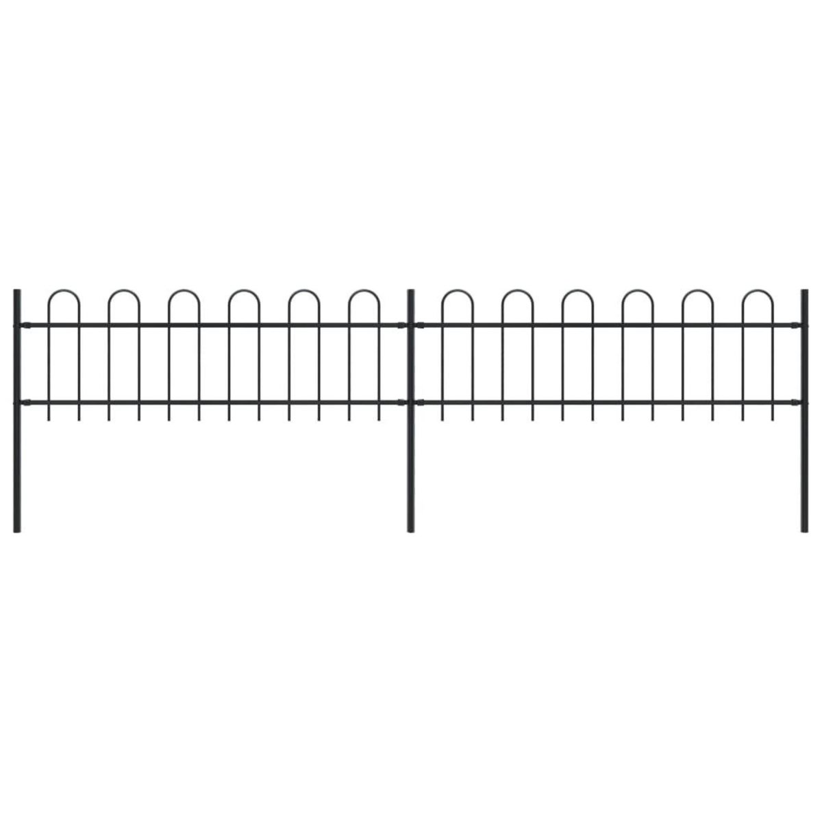 VIDAXL Cloture de jardin avec dessus en cerceau Acier 3,4 x 0,6 m Noir