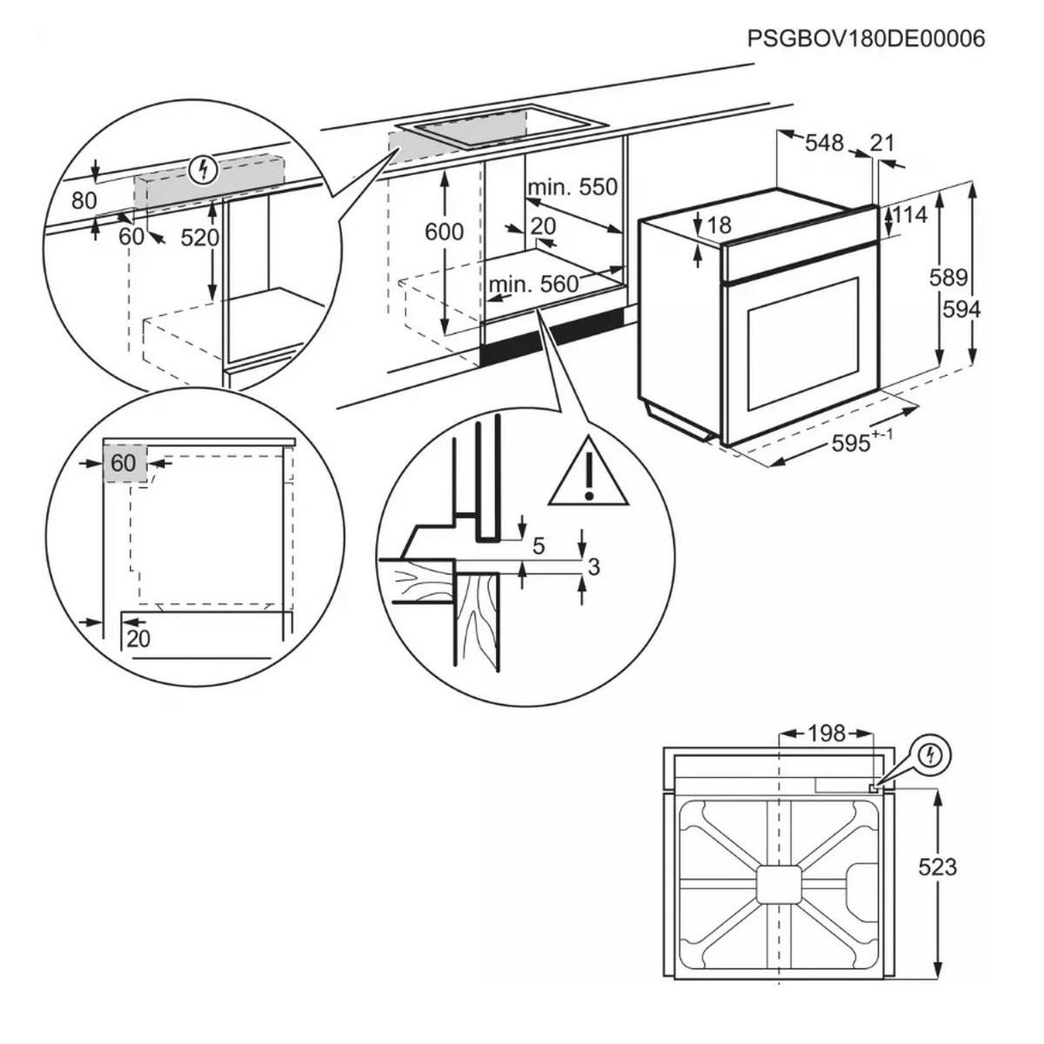Voir la diapositive 4 : ELECTROLUX Four intégrable 72l 60cm pyrolyse noir - eoe7p12z