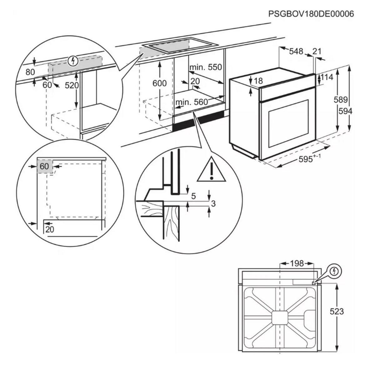 ELECTROLUX Four intégrable 72l 60cm pyrolyse noir - EOE7P12Z