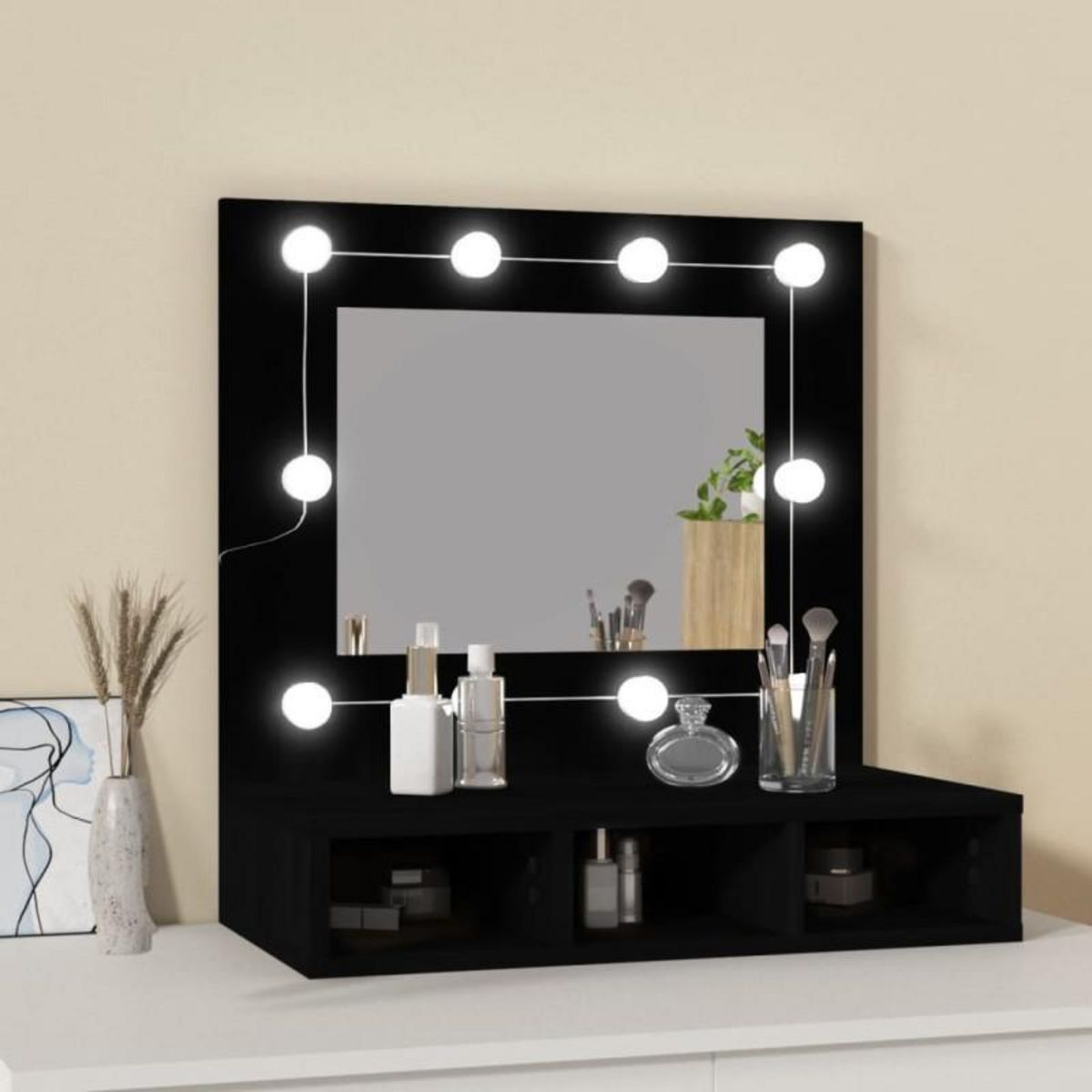VIDAXL Armoire à miroir avec LED noir 60x31,5x62 cm