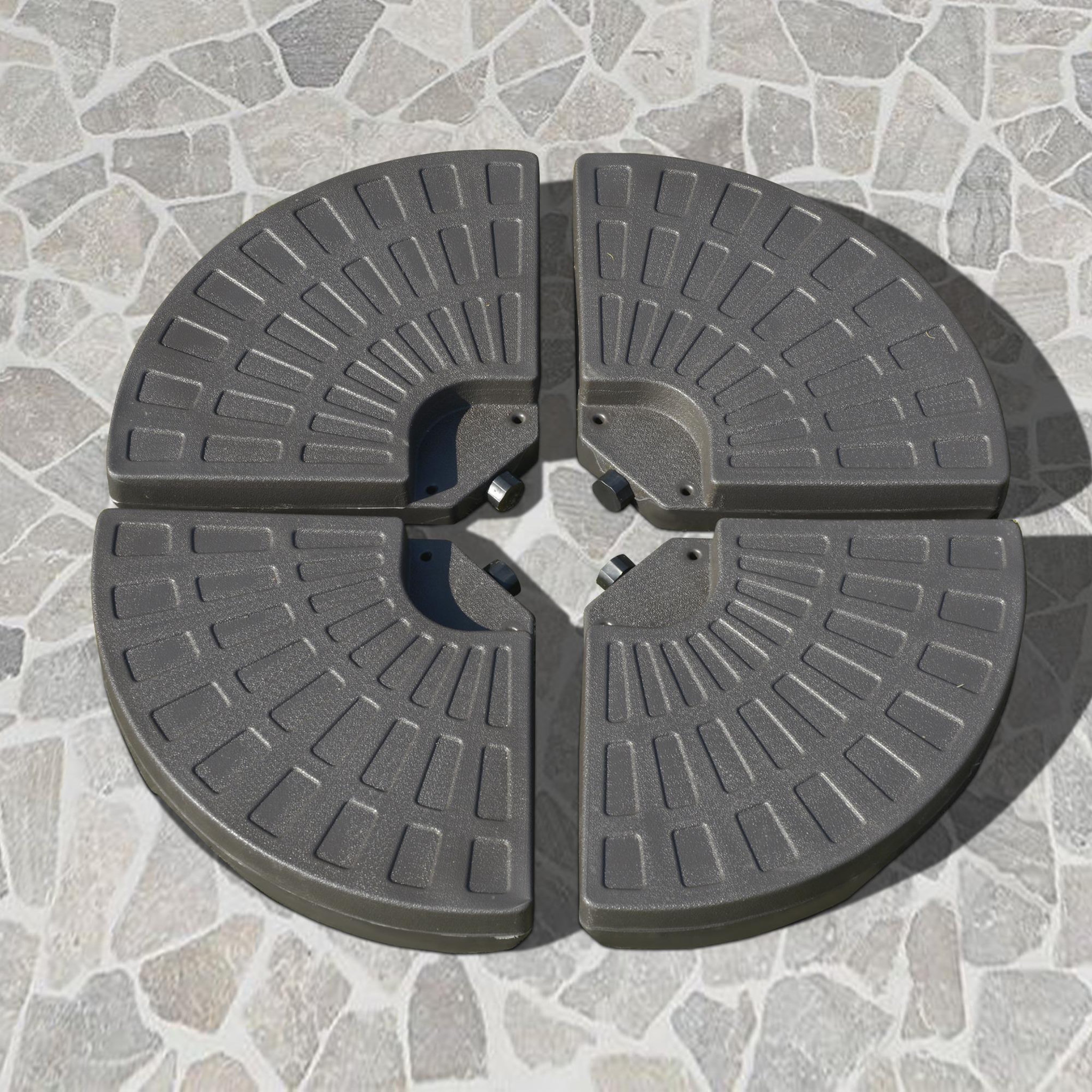Voir la diapositive 2 : OUTSUNNY Lot de 4 poids de lestage pour parasols déportés dim. totales 100L x 100l x 10H cm HDPE café