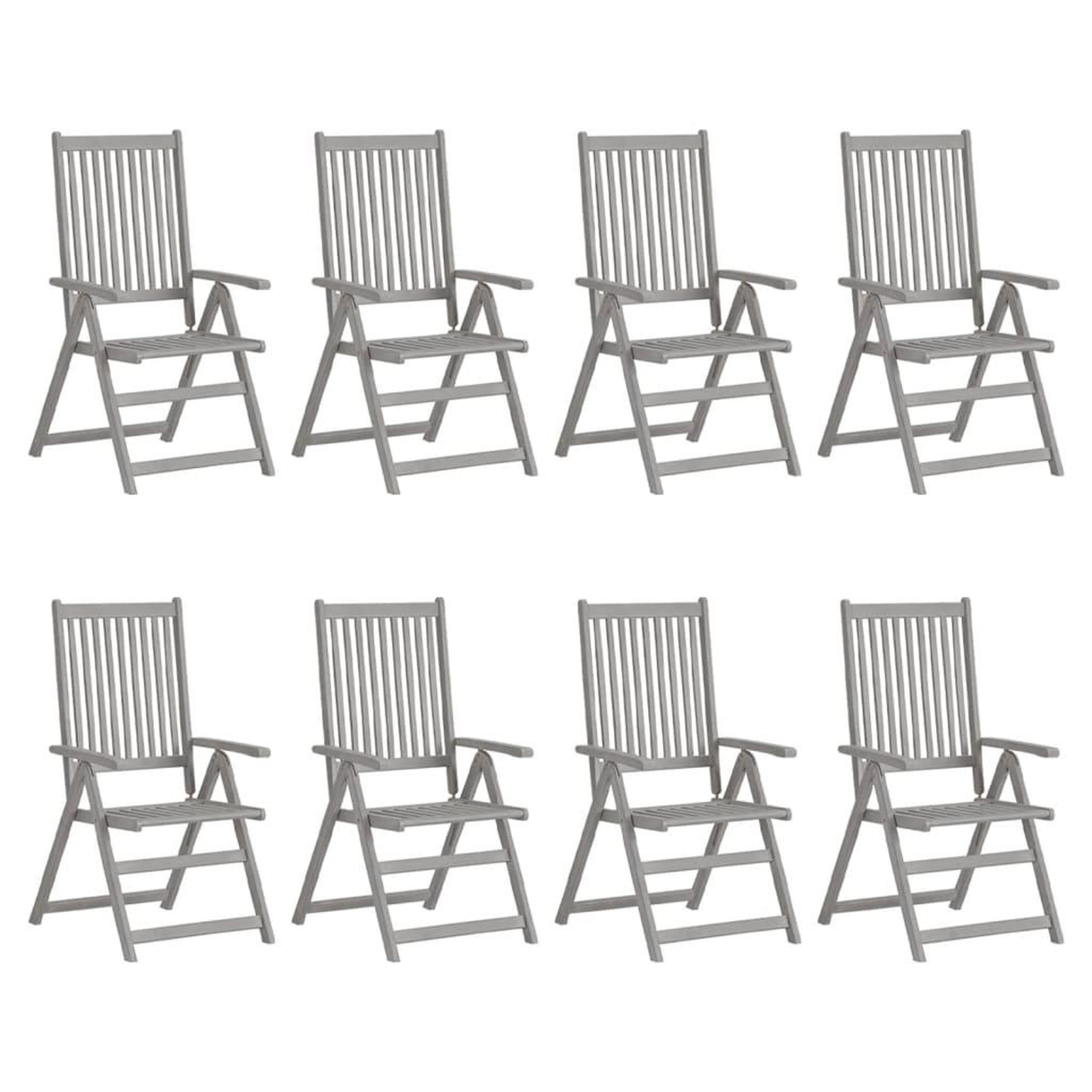 Voir la diapositive 2 : VIDAXL Chaises inclinables de jardin et coussins lot de 8 Gris Acacia