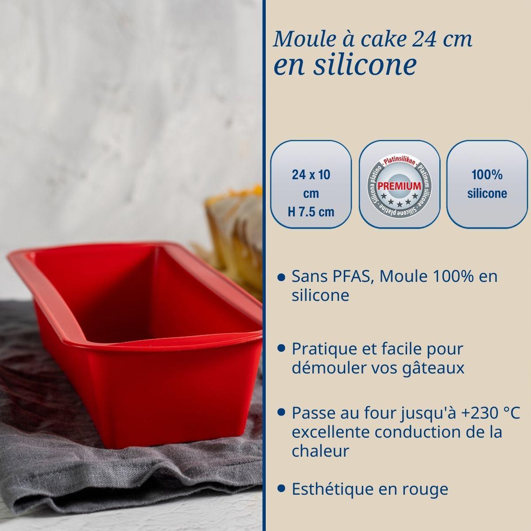 Voir la diapositive 2 : DR.OETKER Lot de 2 moules à gâteaux 24/24 cm en silicone dr oetker flexxibel love