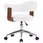 VIDAXL Chaise pivotante de bureau Blanc Bois courbe et similicuir