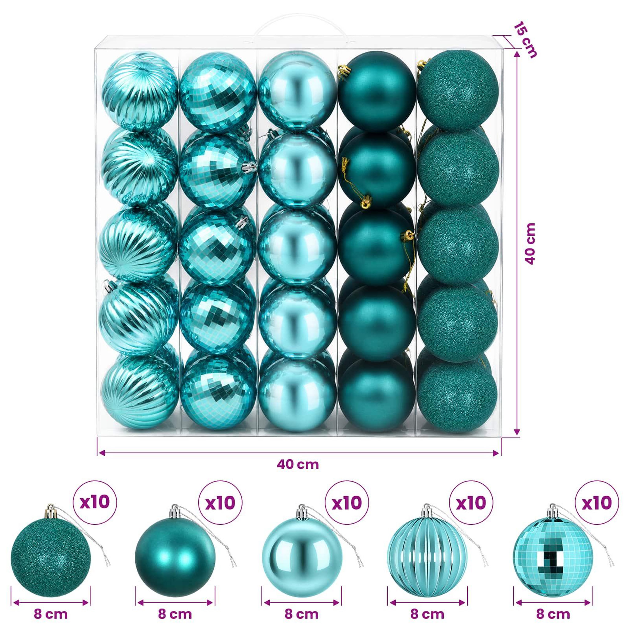 Voir la diapositive 3 : VIDAXL Ensemble de boules de Noël 50 pc Vert Diam. 8 cm Polystyrene