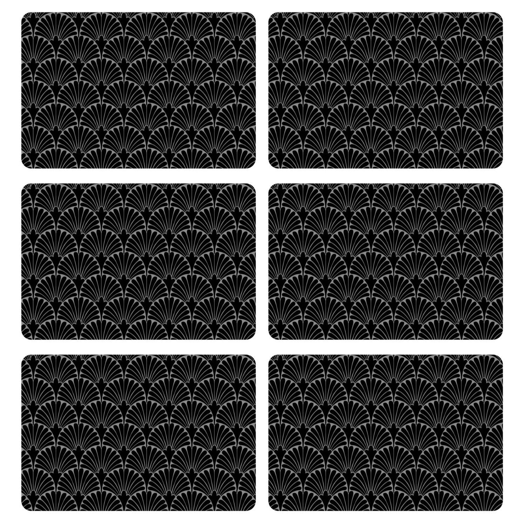 HABITABLE Lot de 6 sets de table avec encre métallique ROYA - 30 x 45 cm - Argent et noir