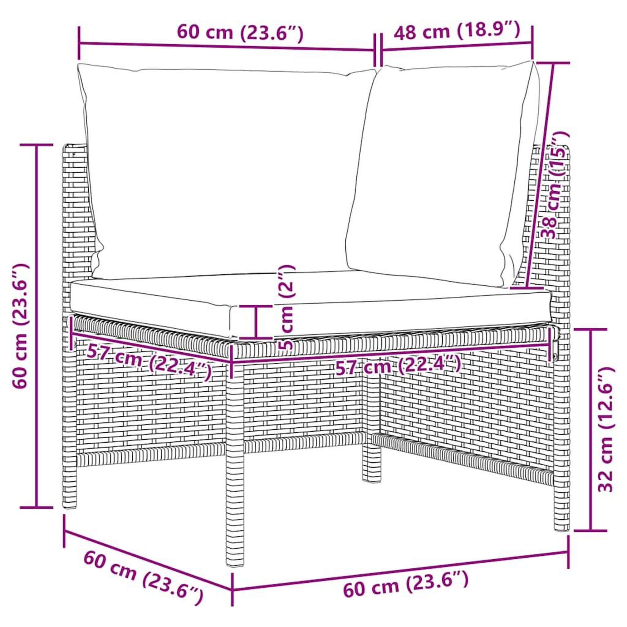 Voir la diapositive 6 : VIDAXL Canape d'angle sectionnel avec coussins gris resine tressee
