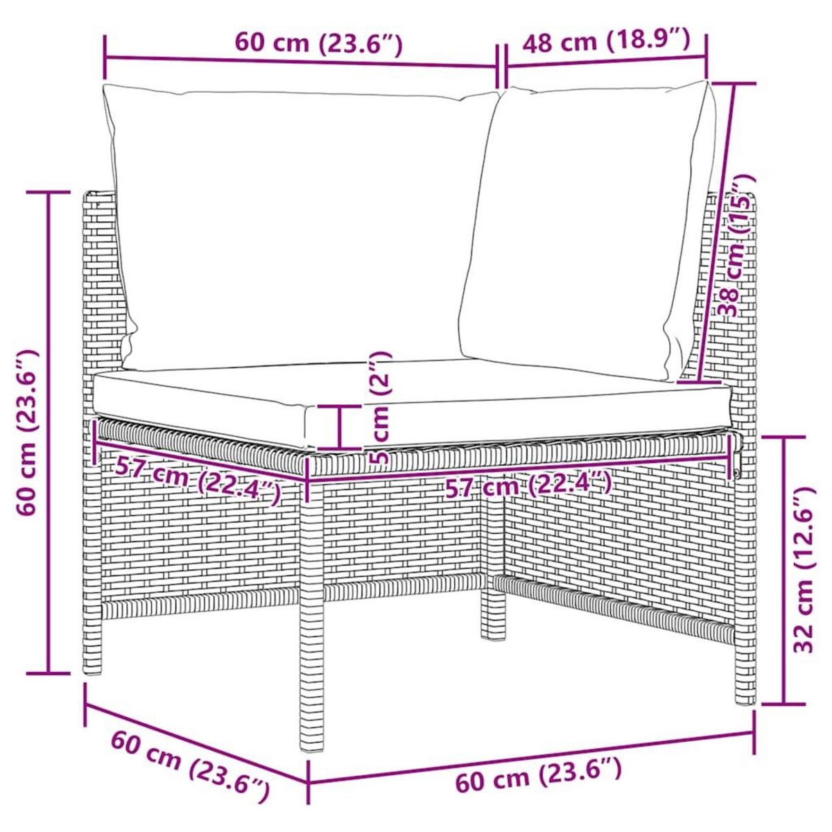 VIDAXL Canape d'angle sectionnel avec coussins Gris Resine tressee