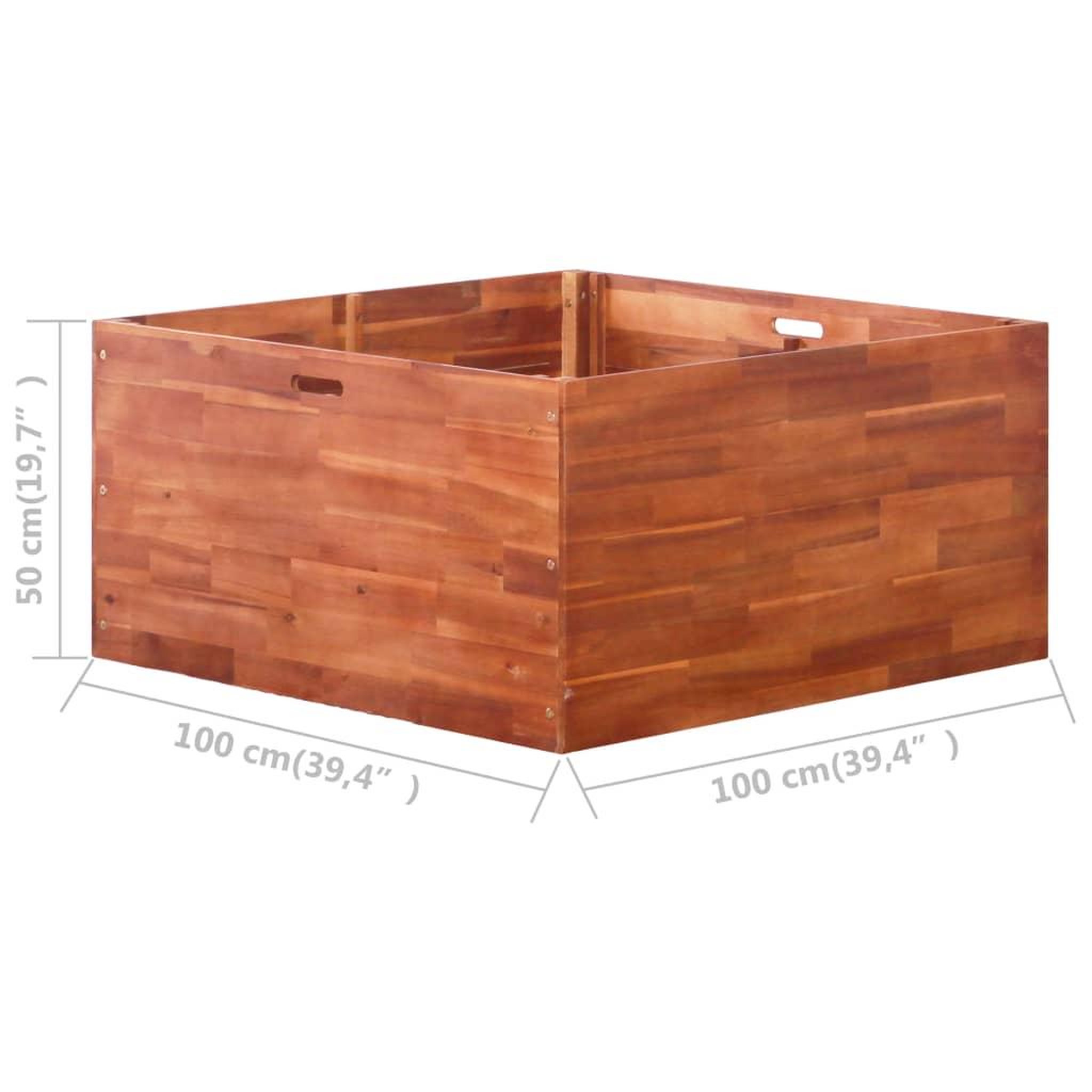 Voir la diapositive 6 : VIDAXL Lit sureleve de jardin Bois d'acacia 100x100x50 cm