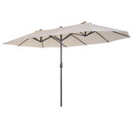 OUTSUNNY Parasol de jardin XXL parasol grande taille 4,6L x 2,7l x 2,4H m ouverture fermeture manivelle acier polyester haute densité crème