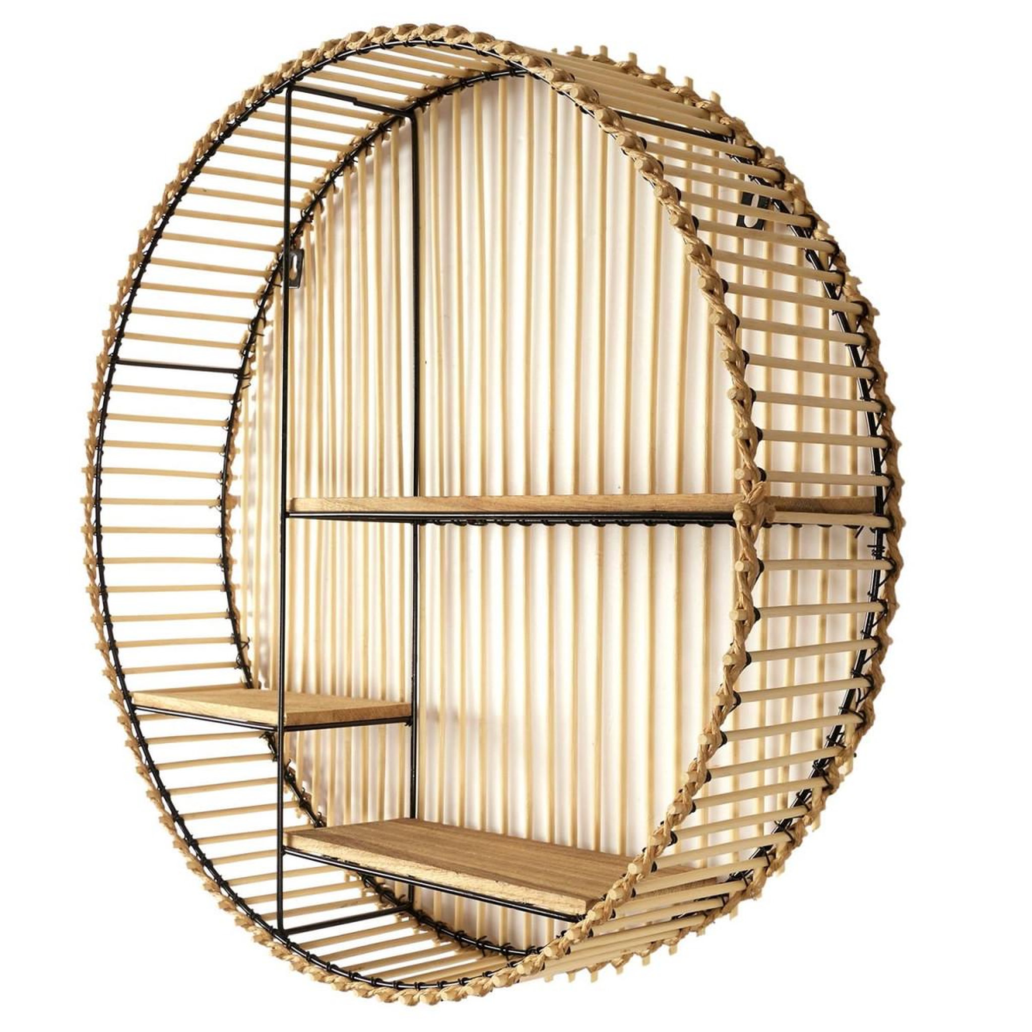 Voir la diapositive 2 : The Home Deco Factory Étagère murale ronde déco  java  53cm beige