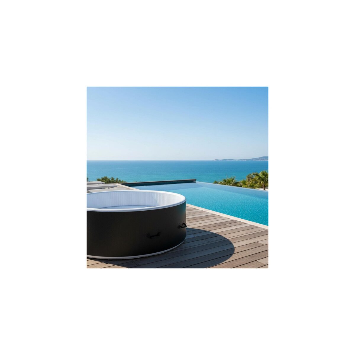 Ospazia Spa gonflable 6 places rond en Dropstitch - Ospazia - Diamètre : 180 cm - Filtre et bâche inclus