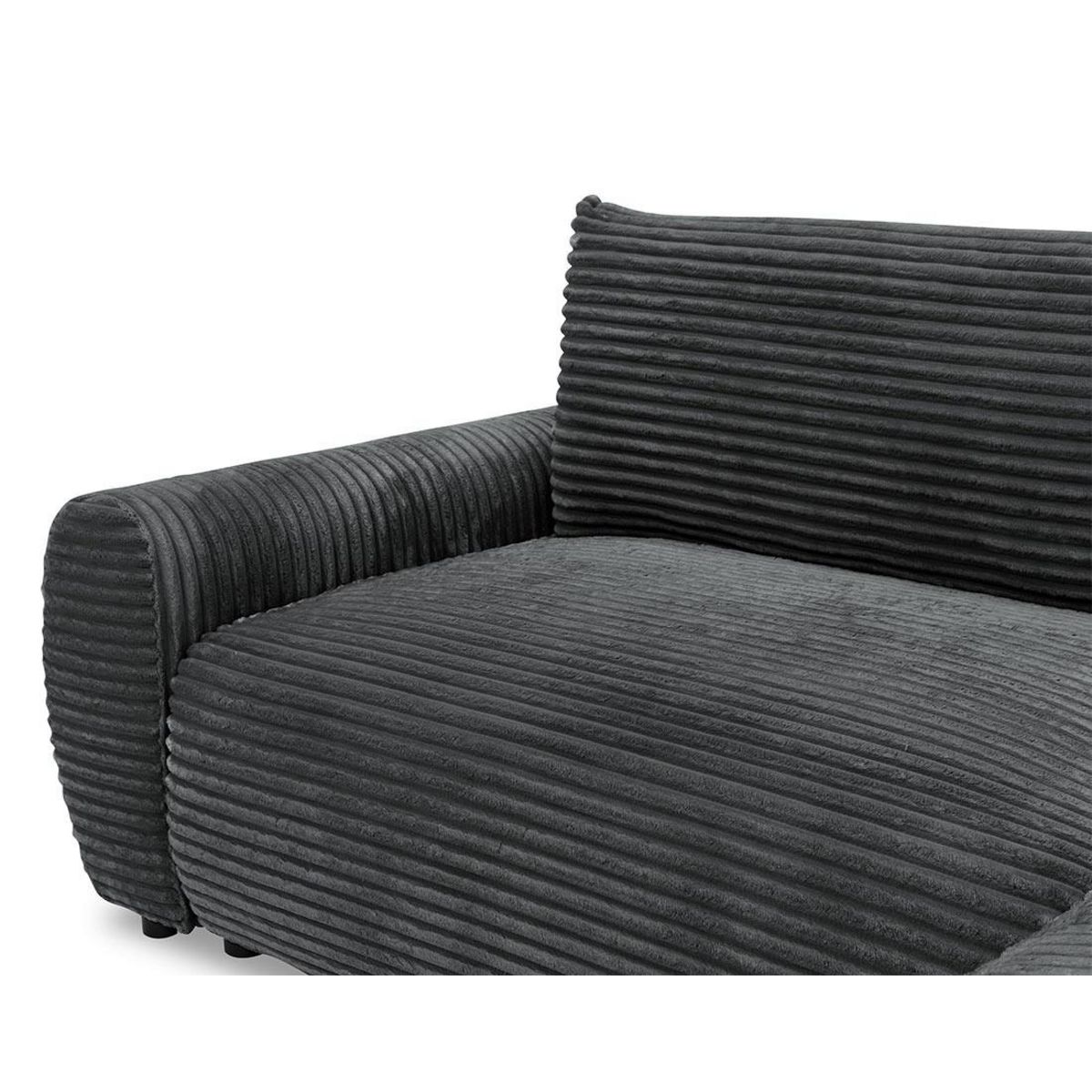 BEST MOBILIER Silvano - canapé d'angle droit 4 places convertible avec coffre en velours côtelé grosses côtes