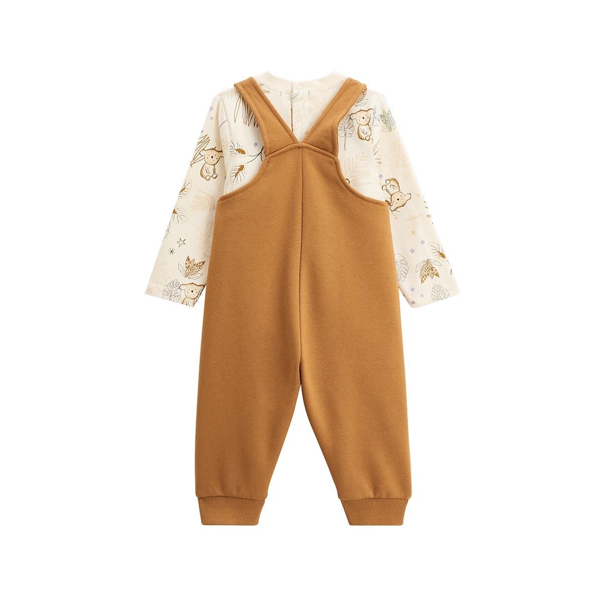 Petit Béguin Ensemble salopette bébé en molleton et t-shirt Constellation