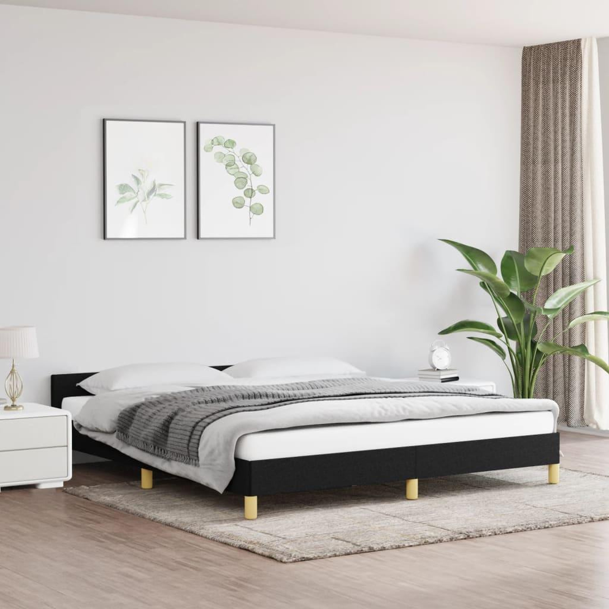 Voir la diapositive 1 : VIDAXL Cadre de lit sans matelas noir 160x200 cm tissu