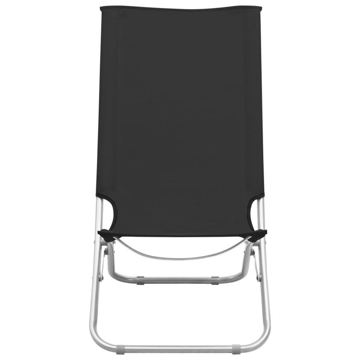 VIDAXL Chaises de plage pliables lot de 2 Noir Tissu