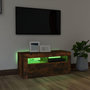 Voir la diapositive 4 : VIDAXL Meuble TV avec lumieres LED Chene fume 90x35x40 cm