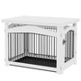 Voir la diapositive 1 : PAWHUT Cage barrière chien table basse d'appoint 3 en 1 plateau déjection amovible porte verrouillable acier MDF noir blanc