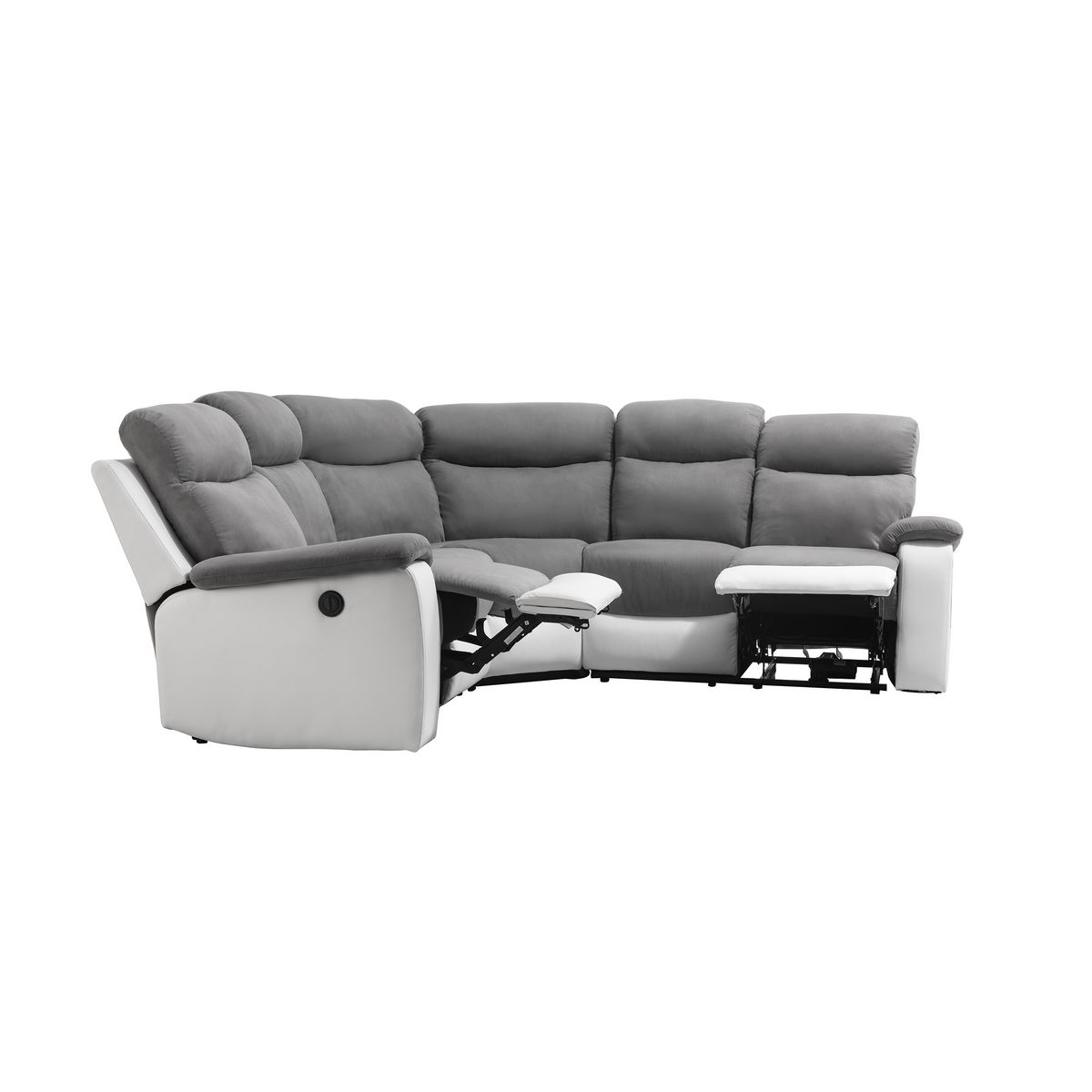 Canapé d'angle relax électrique tissu simili 6 places HELENA