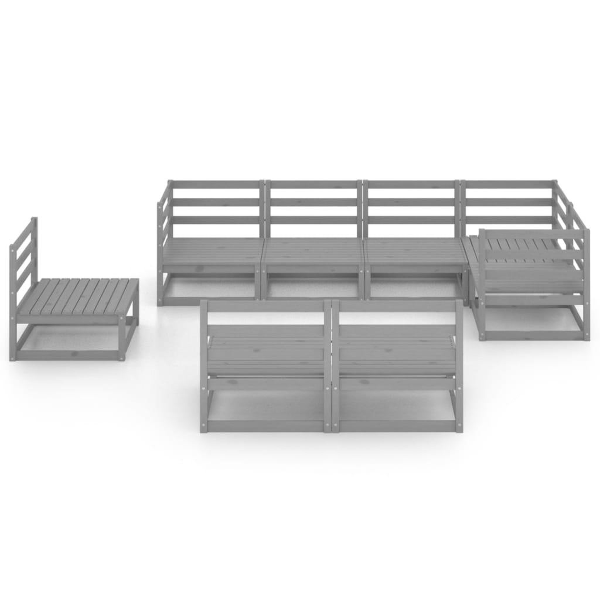 Voir la diapositive 3 : VIDAXL Salon de jardin 8 pcs gris bois de pin massif