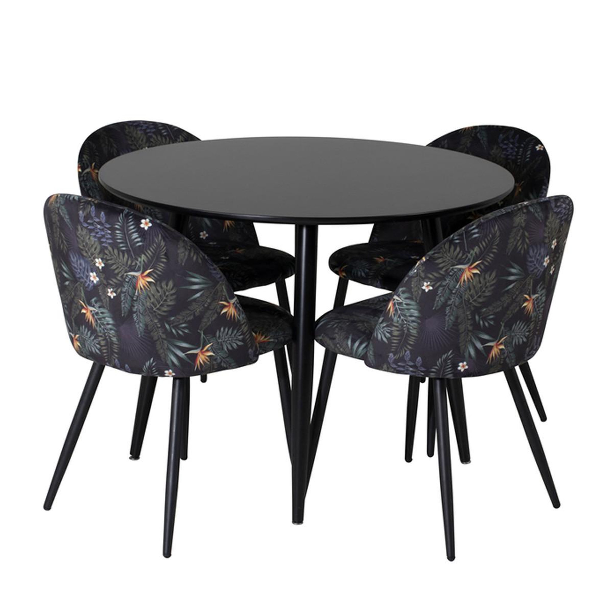 Paris Prix Ensemble table à manger & 4 chaises  plaza i & velvet  100cm noir & multicolore