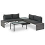 Voir la diapositive 1 : VIDAXL Salon de jardin 3 pcs avec coussins Resine tressee Gris