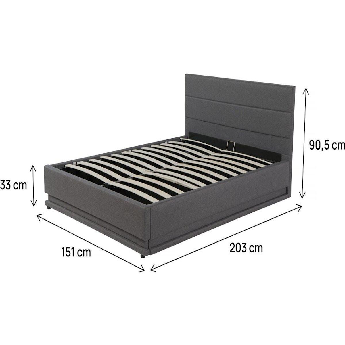 Habitat et Jardin Lit LED avec coffre  Anastasia  - 140 x 190 - Gris foncé