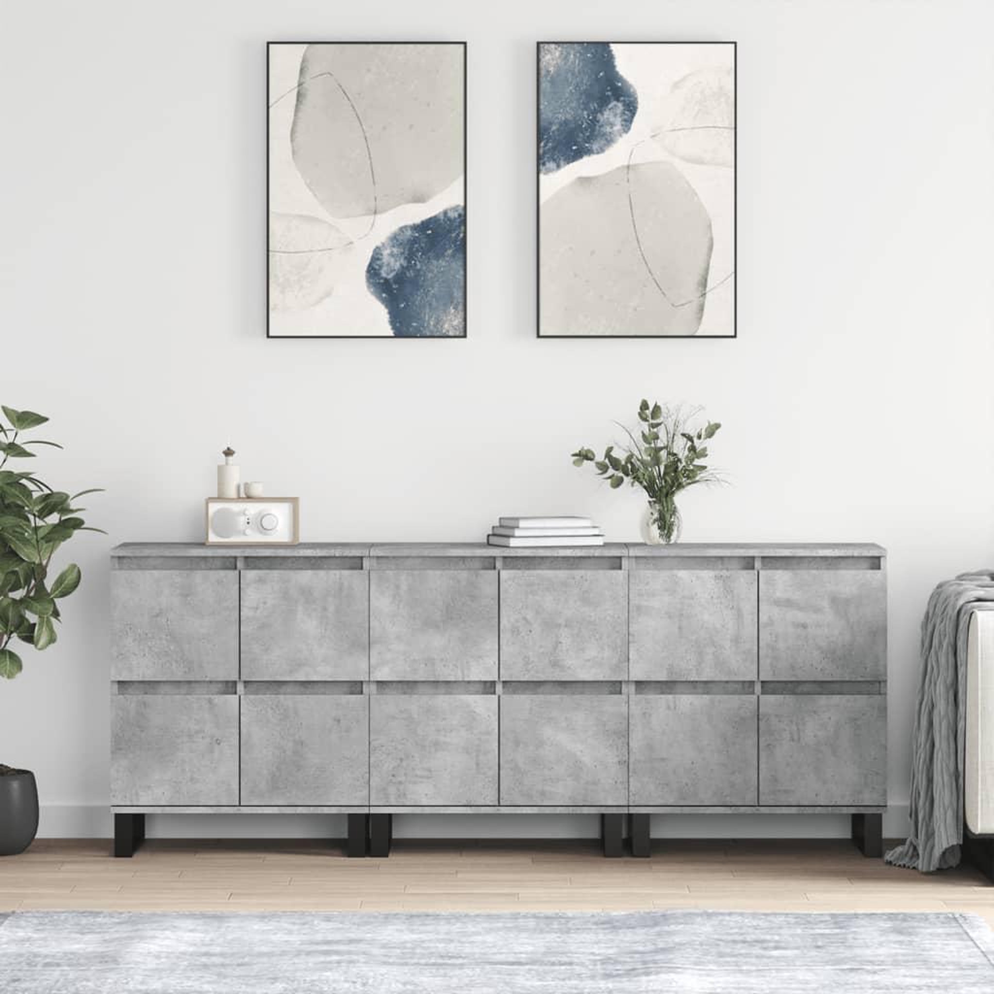 VIDAXL Buffets 3 pcs gris beton bois d'ingenierie