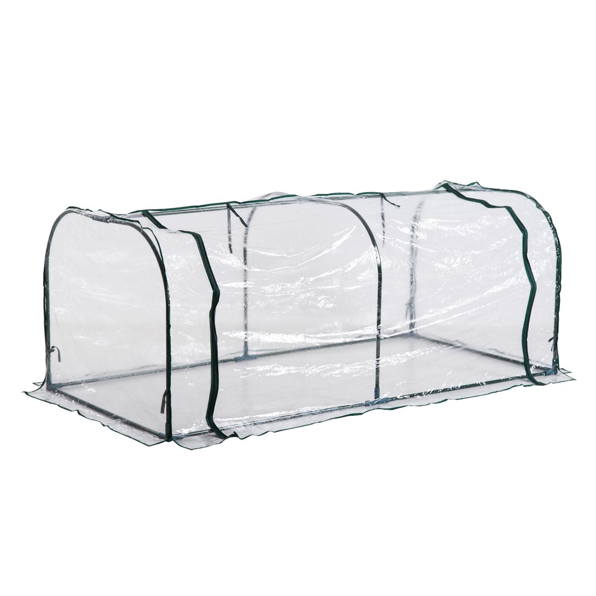 Voir la diapositive 2 : HOMCOM Serre de jardin tunnel 2L x 1l x 0,8H m tente bâche transparent acier