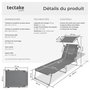 Voir la diapositive 6 : tectake Lot de 2 transats de jardin en acier pliable gris
