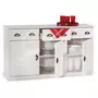 IDIMEX Buffet PARIS commode bahut vaisselier avec 3 portes battantes et 3 tiroirs pin massif lasuré blanc